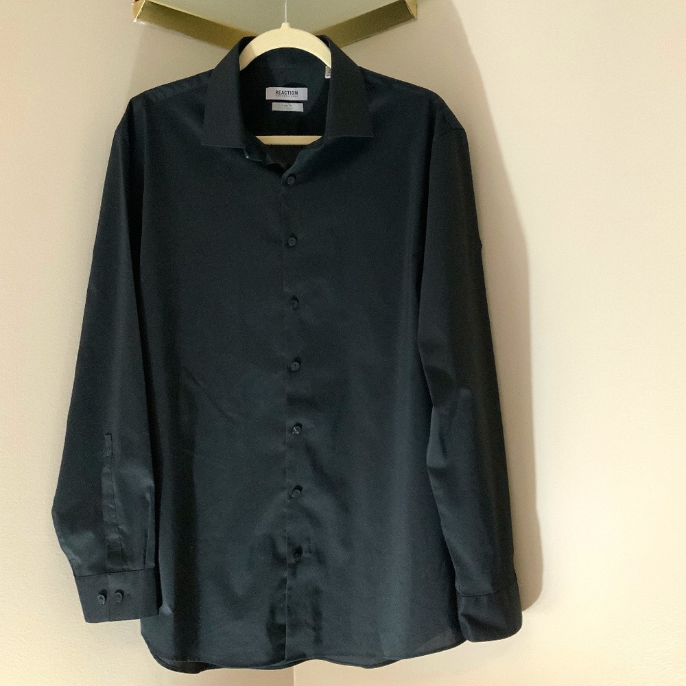 Kenneth Cole Reaction Black Sz 16 1/2 x 32/33 Sz L Dress Shirt Slim fit Hoco